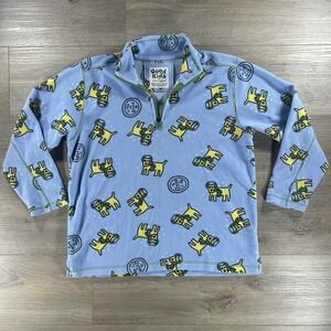 Life is Good Girls XL Blue Dog Earmuff 1/4 Zip‎ Fleece Pullover Lightweight